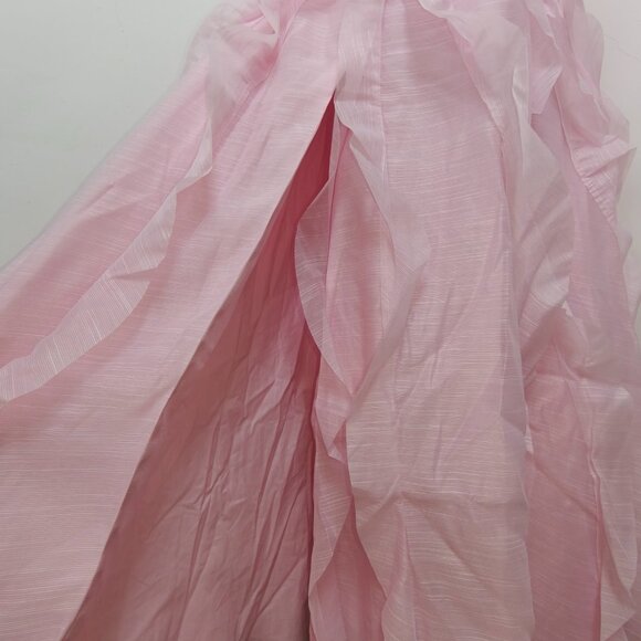 Aje Allaire Strapless Ruffled Shirred Faille Gown Chalk Pink - Picture 10 of 15